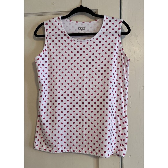 American Sweetheart Tank Top Shirt Women’s L White Pink Polka Dots Barbie Layer - Picture 1 of 6